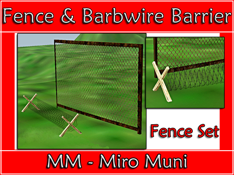Second Life Marketplace Fence Set1 Fence Barbwire Barricade